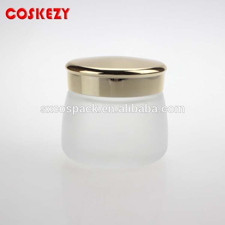 130g cosmetic glass frosted and clear cream jar packaging with gold cap, face cream glass jar in stock