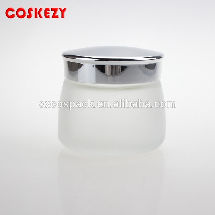 130g cosmetic glass frosted and clear cream jar packaging with gold cap, face cream glass jar in stock