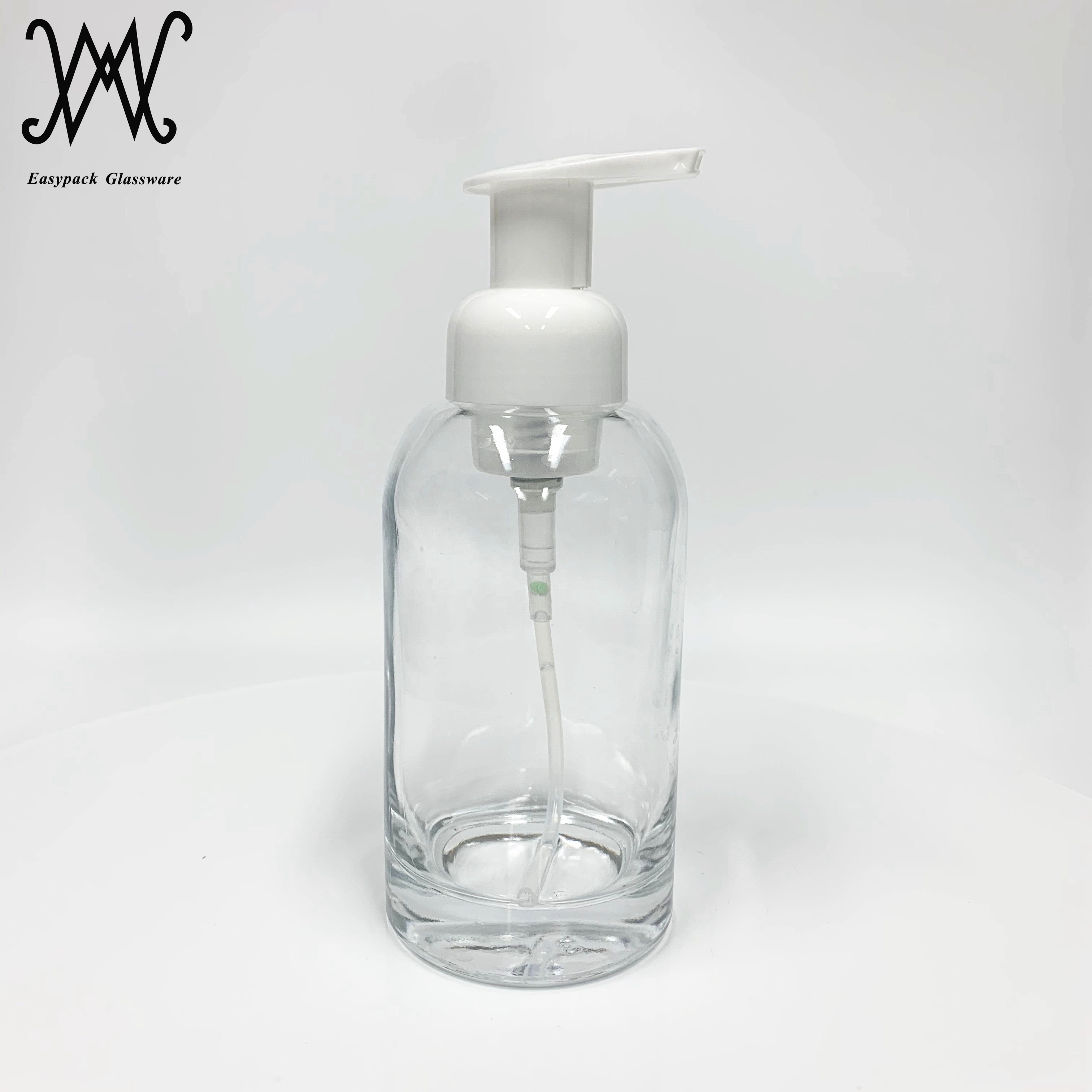 13oz 350ml glass foaming hand soap bottle with plastic soap pump dispenser