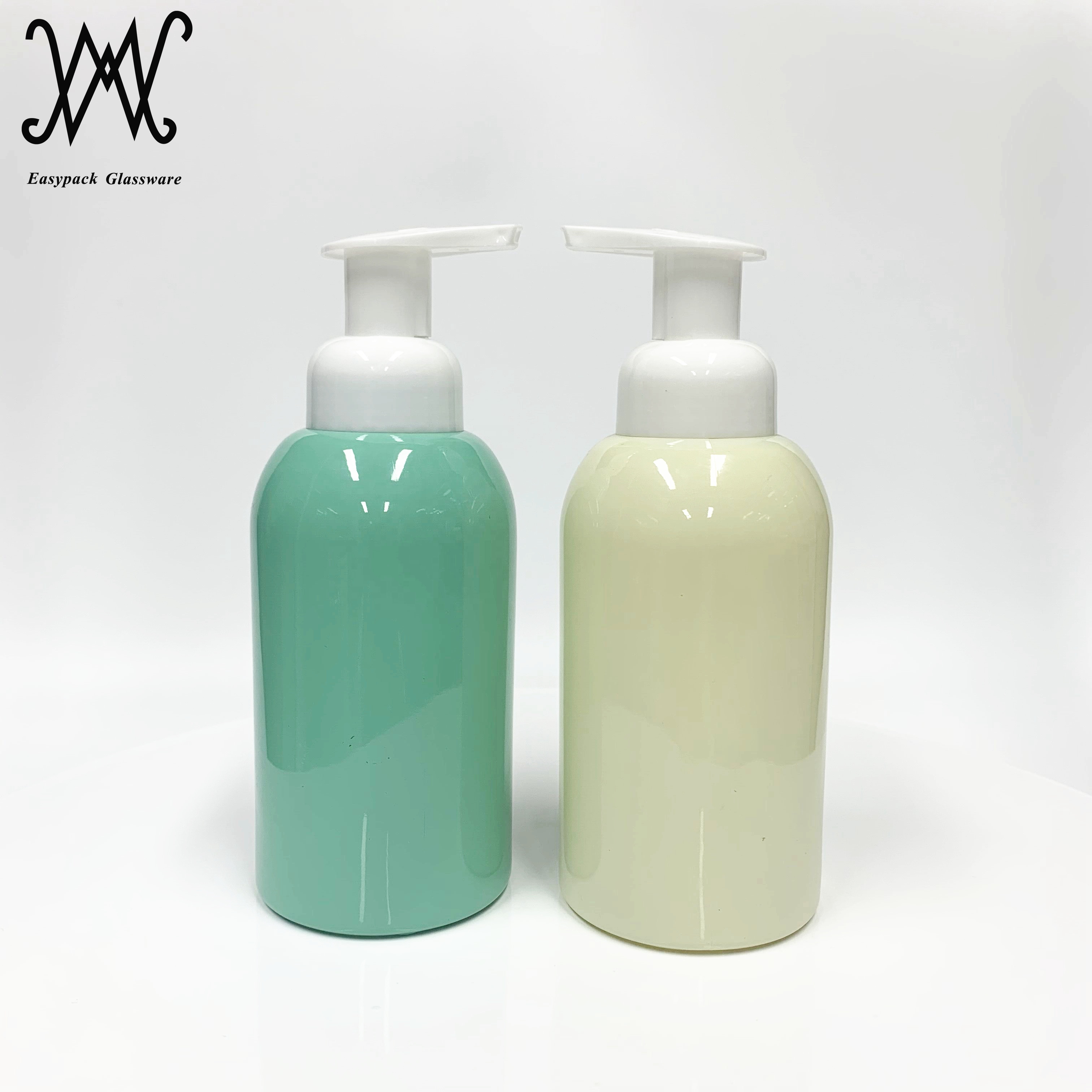 13oz 350ml glass foaming hand soap bottle with plastic soap pump dispenser