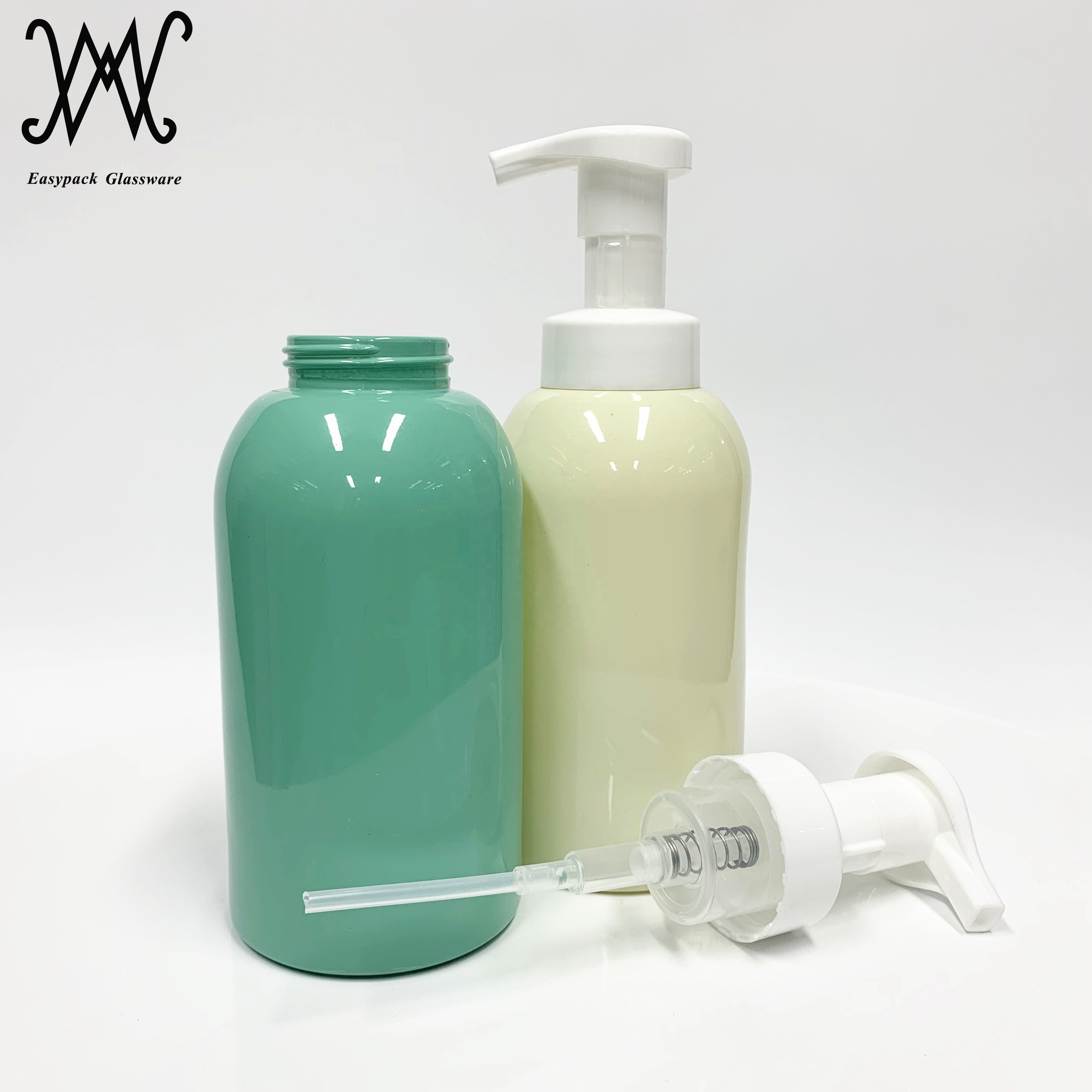 13oz 350ml glass foaming hand soap bottle with plastic soap pump dispenser