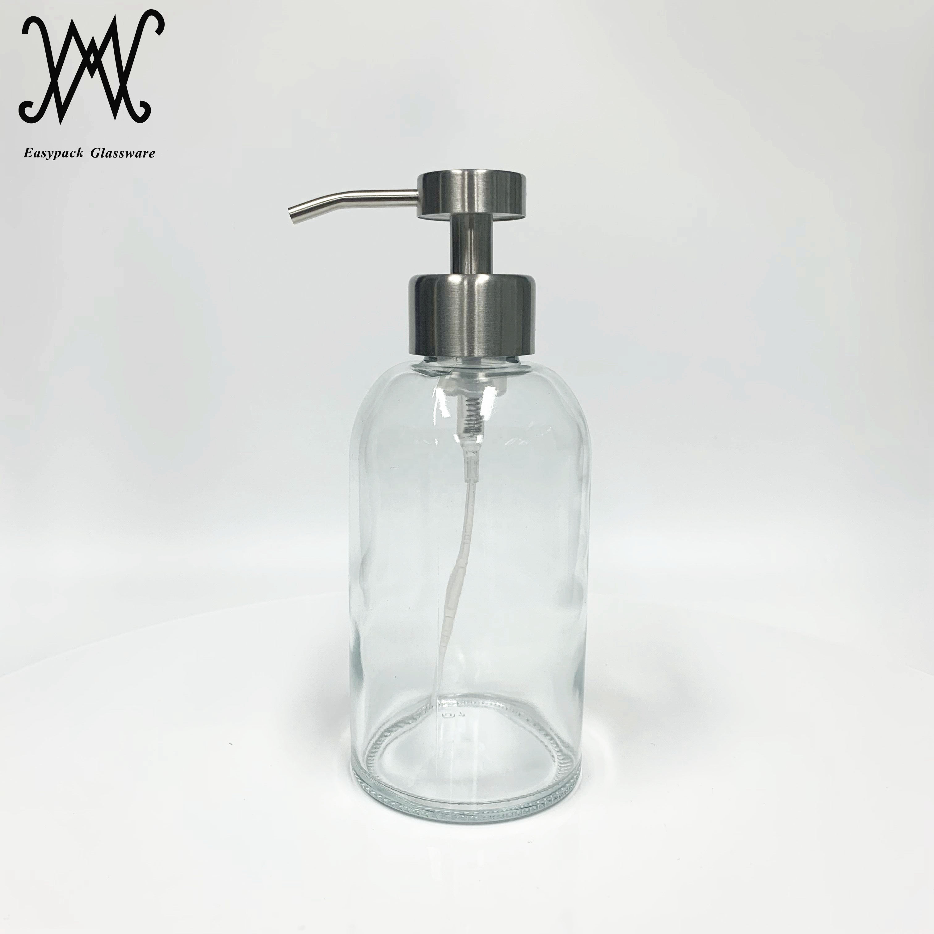 13oz 350ml glass foaming hand soap bottle with plastic soap pump dispenser