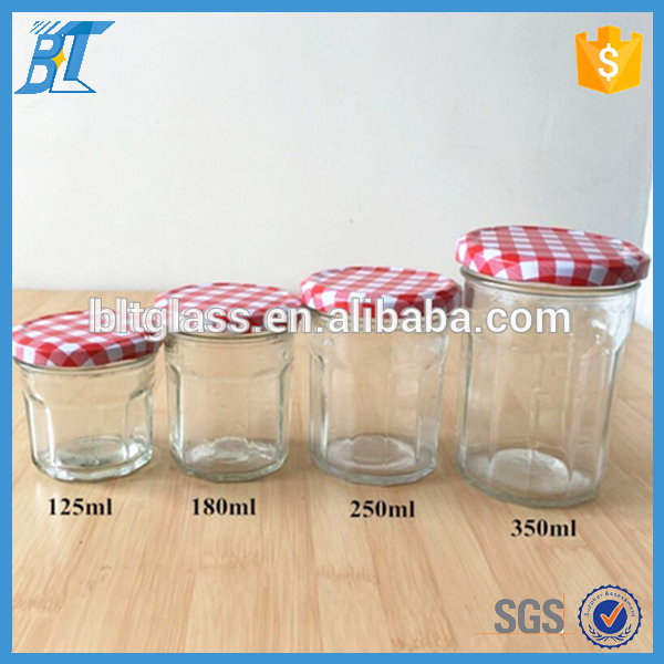 140g-1000g cheap price empty hexagon glass jar with metal lid for honey caviar shrimp sauce