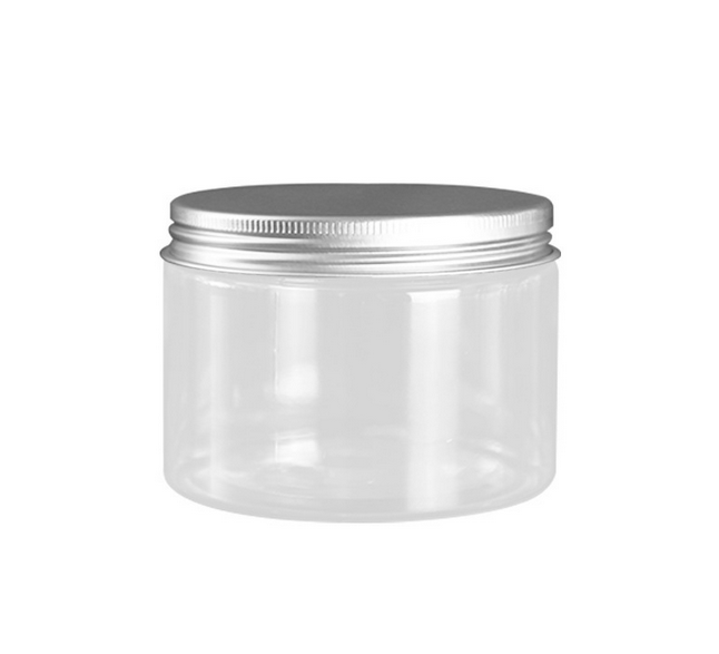 140ml clear transparent bath salt container with silver aluminum cap plastic black white clear lids