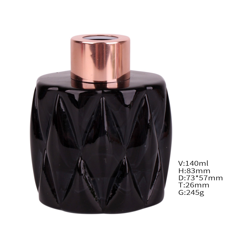 140ml empty refillable glass fragrance aroma reed diffuser bottle with carving design
