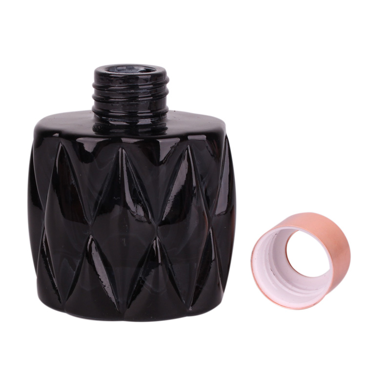 140ml empty refillable glass fragrance aroma reed diffuser bottle with carving design