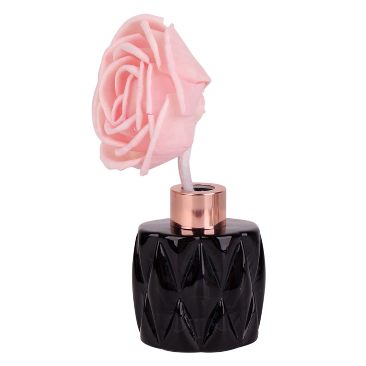 140ml empty refillable glass fragrance aroma reed diffuser bottle with carving design