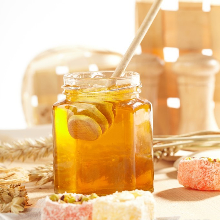 14Oz Large Hexagon Glass Storage Jar For Honey With Screw Top Lid