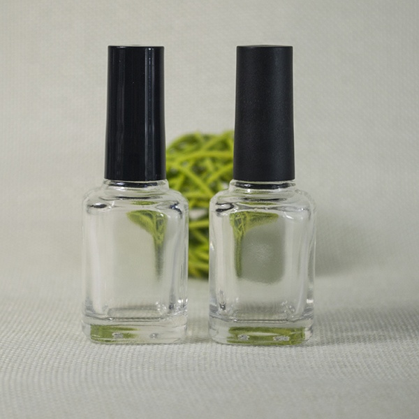 14ml 15ml square shape clear matte black uv gel glass nail polish bottle
