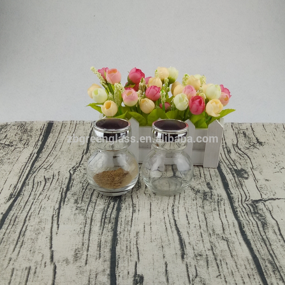 14pcs glass spice jars rack set with plastic double layers rotating stand