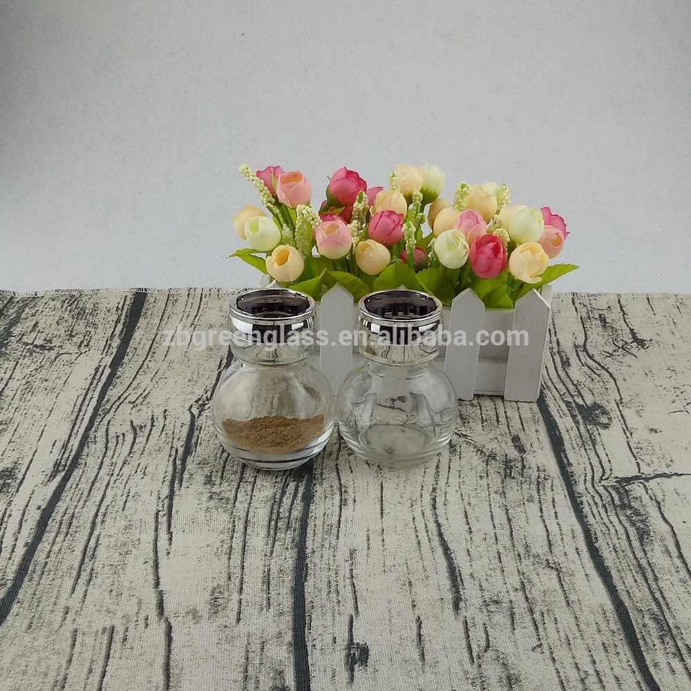 14pcs glass spice jars rack set with plastic double layers rotating stand