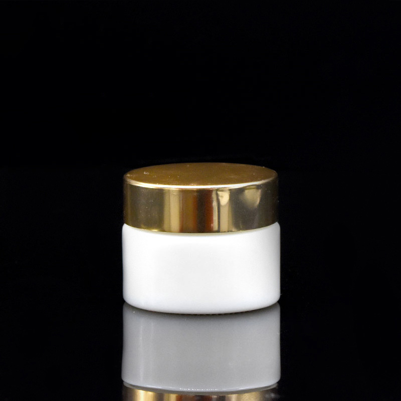 15 20 30 50 100 Cosmetic packaging ceramic round type 20g glass jar with white gold sliver black lid for skin care