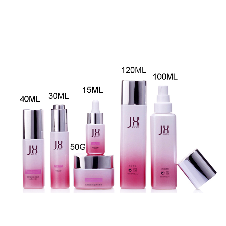 15 30 40 100 120 ml blue foundation serum cosmetic packaging makeup empty body glass lotion pump bottle with silver lid
