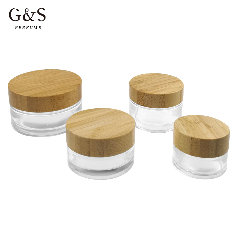 15/30/50/100ML Eco-friendly Bamboo Lid Clear Cosmetic Glass Jar Cream Jars Empty Cosmetic Container