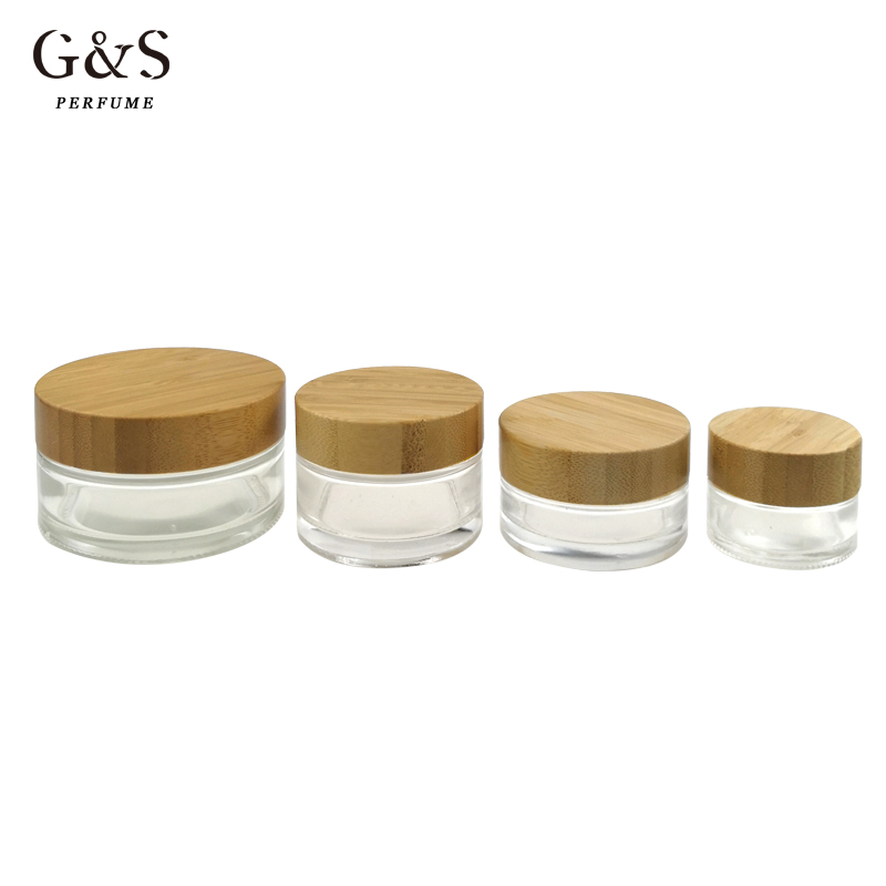 15/30/50/100ML Eco-friendly Bamboo Lid Clear Cosmetic Glass Jar Cream Jars Empty Cosmetic Container