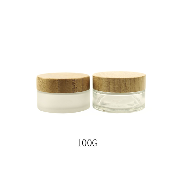15/30/50/100ml Environmental Bamboo Lid Frosted Glass Jar Empty Cosmetic Container Cream Jars
