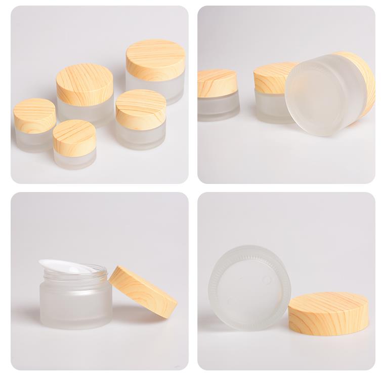 15/30/50/100ml bamboo cover face eye frosted glass cream bottle customized logo bamboo cream bottle