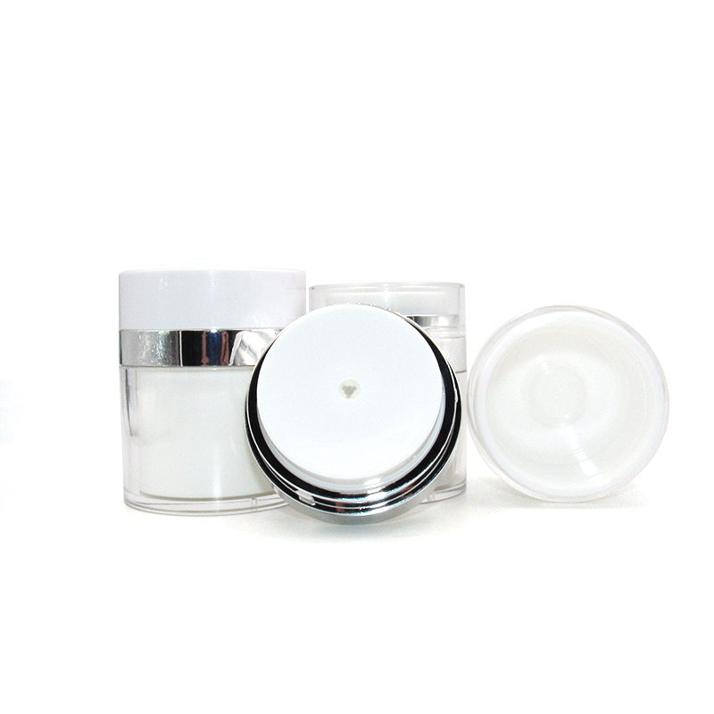 15/30/50g Silver Facial Cream Containers Pump Cosmetic Jar Acrylic Cosmetic Airless Jar