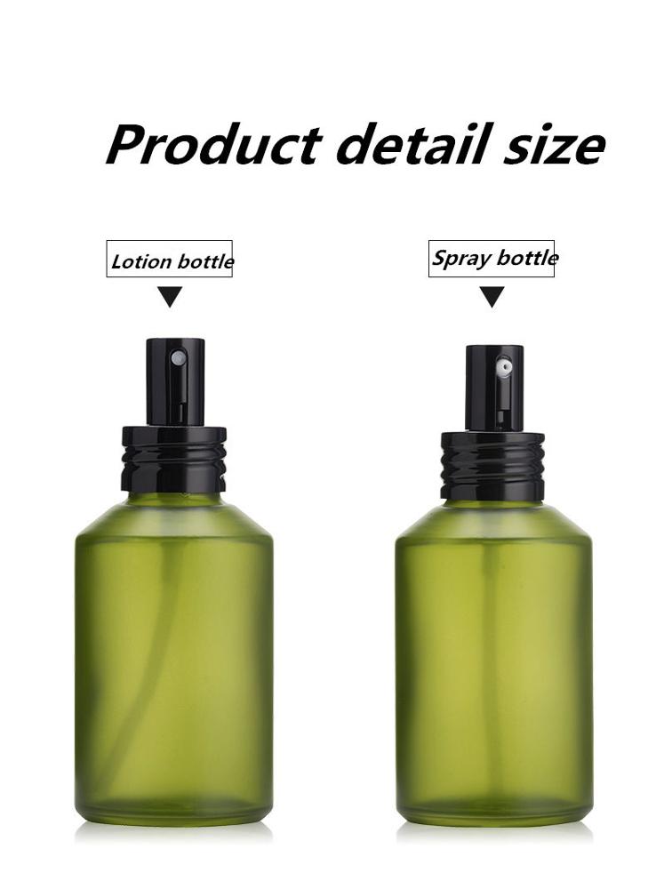 15 g 30g 50 g 100 g Frosted Green Glass Cosmetic Jars Face Cream Empty Jar with black lid
