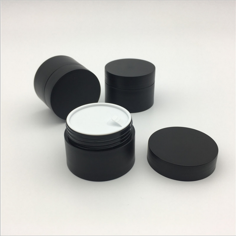 15 grams 30g one ounce 50g black colour cosmetic frosted matte plastic jars