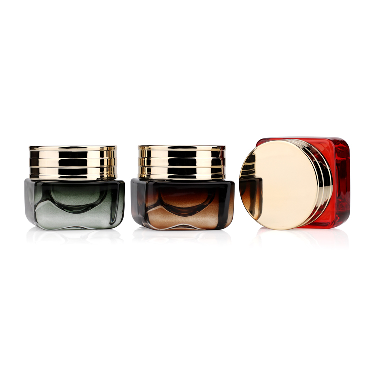 15 ml 15 g red amber clear empty face eye cream jar lip balm glass jar square cosmetic jar with gold lid