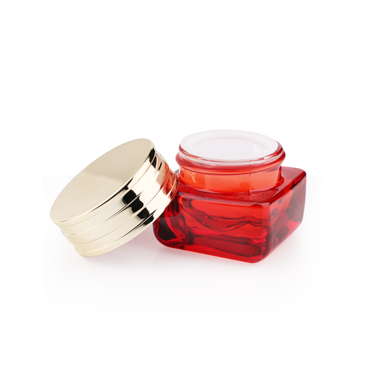 15 ml 15 g red amber clear empty face eye cream jar lip balm glass jar square cosmetic jar with gold lid