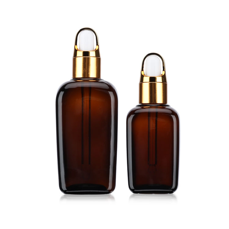 15 ml 30 ml 100 ml eye face essential oil cosmetic packaging amber square glass dropper bottle
