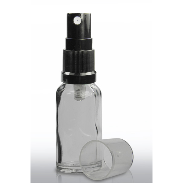 15 ml Clear Glass Dropper Bottle With 18mm Black Temper Evident Dropper Cap