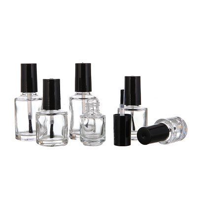 15 ml amber clear black empty glass uv gel nail polish bottle with brush