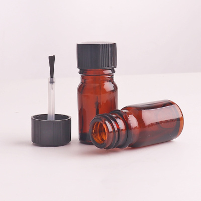 15 ml amber clear black empty glass uv gel nail polish bottle with brush