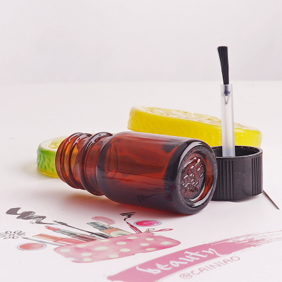 15 ml amber clear black empty glass uv gel nail polish bottle with brush