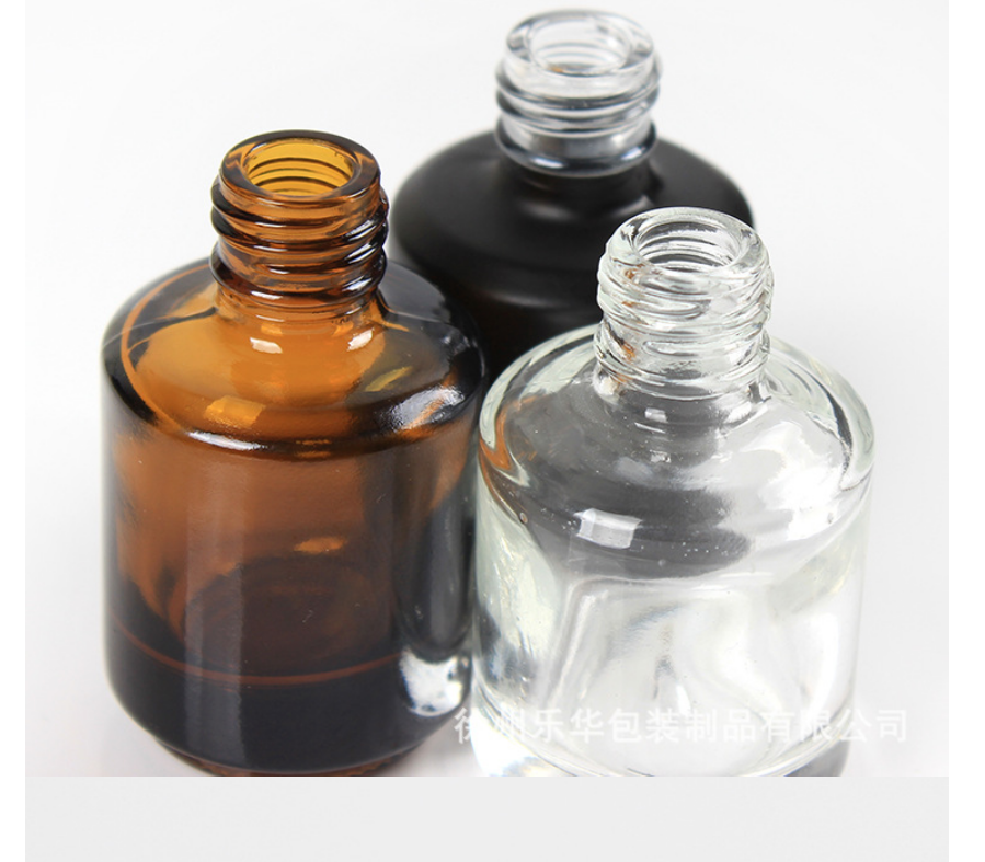 15 ml amber clear black empty glass uv gel nail polish bottle with brush
