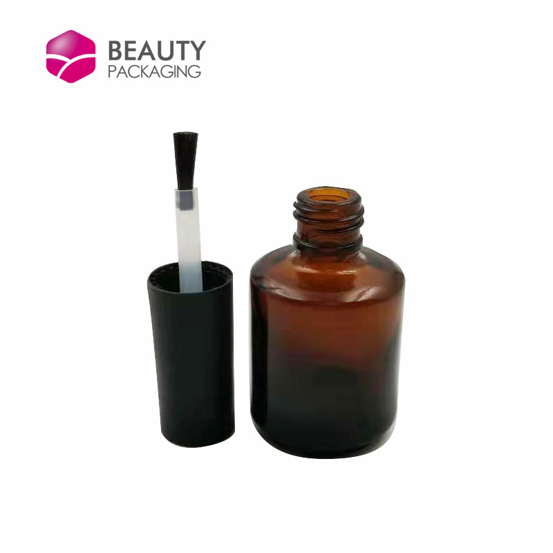 15 ml amber clear black empty glass uv gel nail polish bottle with brush