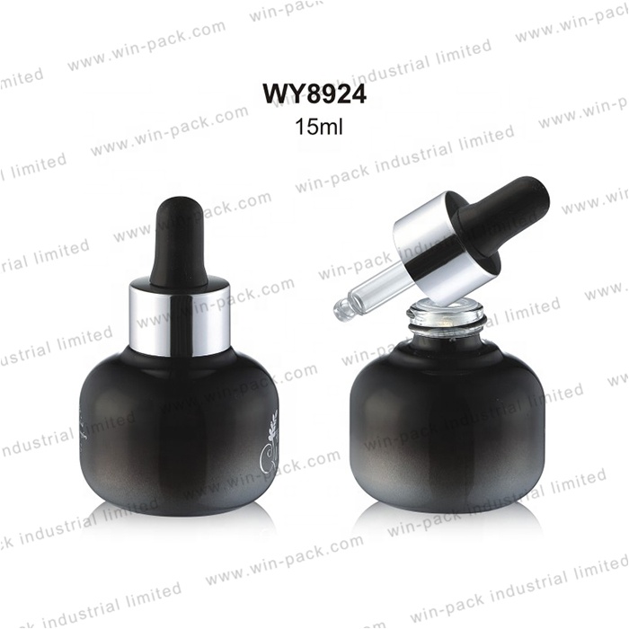 15 ml amber custom black  glass vial dropper pipette bottles with silicone rubber
