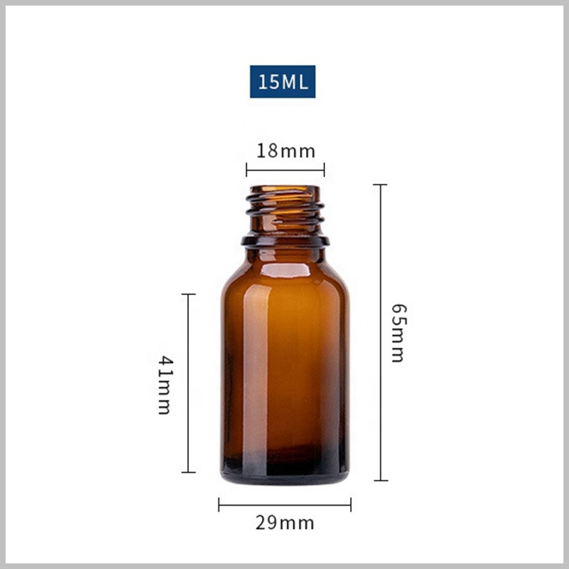 15 ml frosted brown glass essential oil bottle empty amber color cosmetic bottle with 18 mm black white beak cream pump