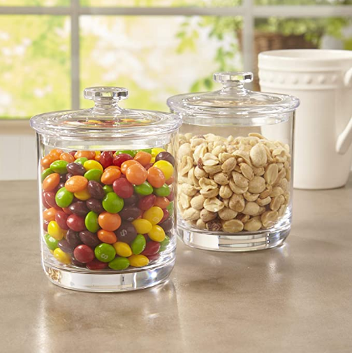 15-ounce Premium Quality Clear Plastic Apothecary Jar | 2 Pack