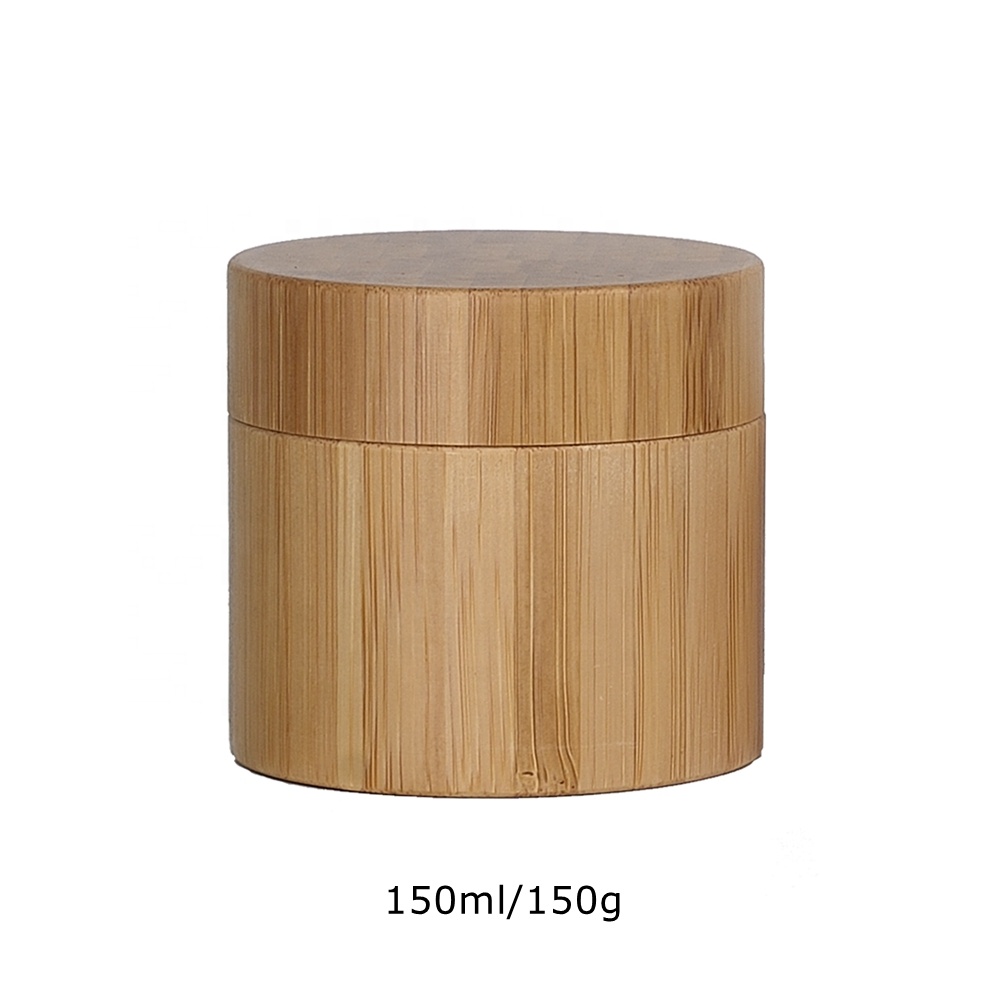 150 gram bamboo cosmetic container empty bamboo wood package 150 ml face cream jar