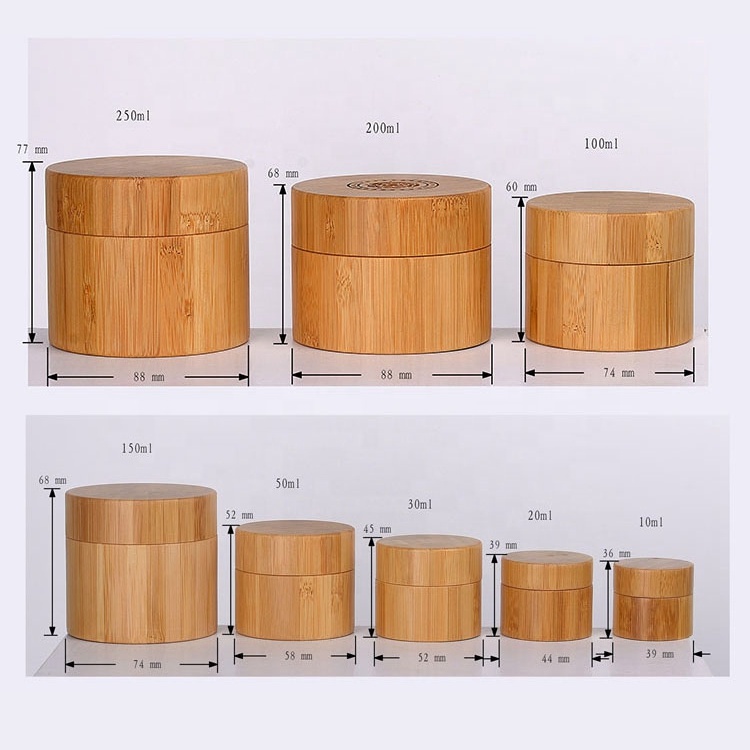 150 gram bamboo cosmetic container empty bamboo wood package 150 ml face cream jar