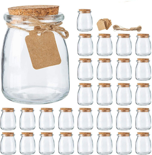 150 ml Clear Pudding Yoghurt glass jar with cork lid