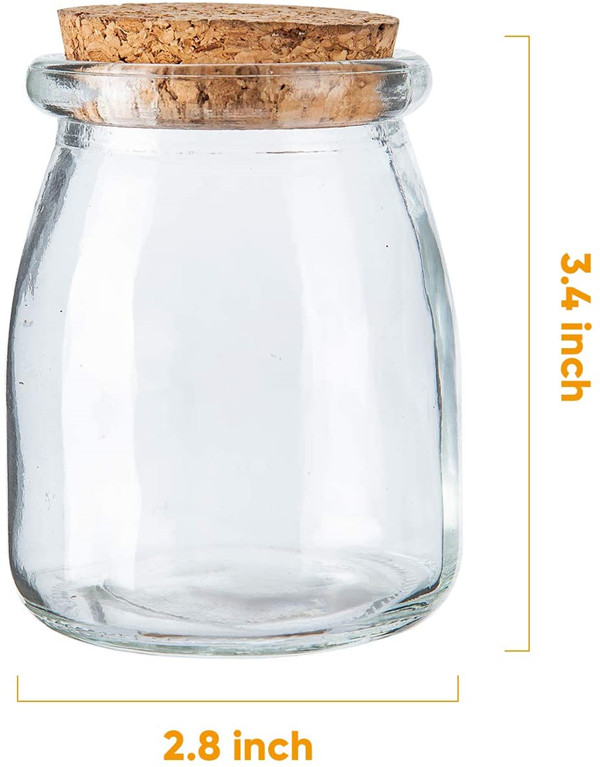 150 ml Clear Pudding Yoghurt glass jar with cork lid
