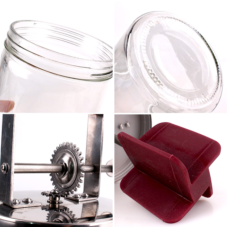 1500ML wide mouth glass jar butter churn screw stainless steel cap with silicon paddle 1.5L