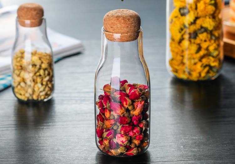 1500ml Factory Wholesale Customized High Borosilicate Airtight Glass Jar With Wood Cork Clear Glass Food Storage Canister