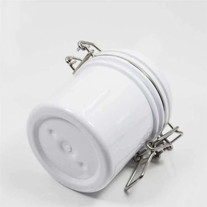 1500ml high quality christmas custom logo wedding empty plastic honey candy cookie jar with airtight wooden lid