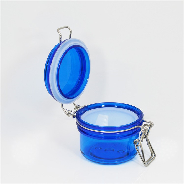 1500ml high quality christmas custom logo wedding empty plastic honey candy cookie jar with airtight wooden lid