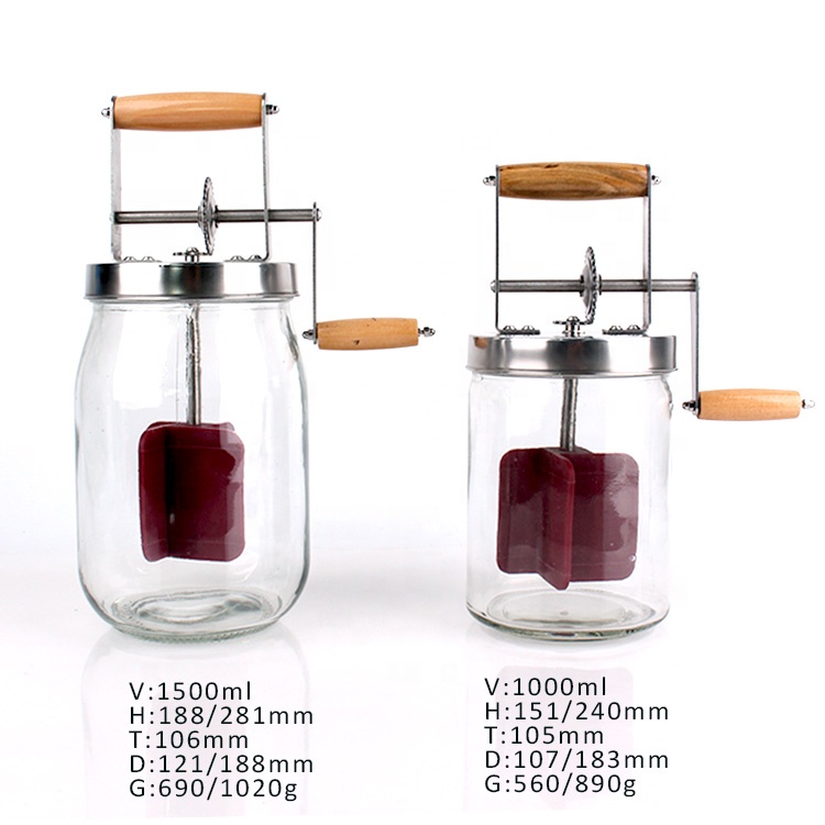 1500ml high quality hand glass butter churn wholesale
