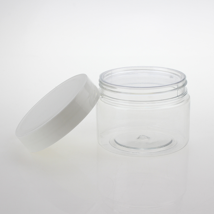 150G transparent PET cosmetic jar with white lid, clear plastic 5 ounce cosmetic container cream bottle Cosmetic Packaging