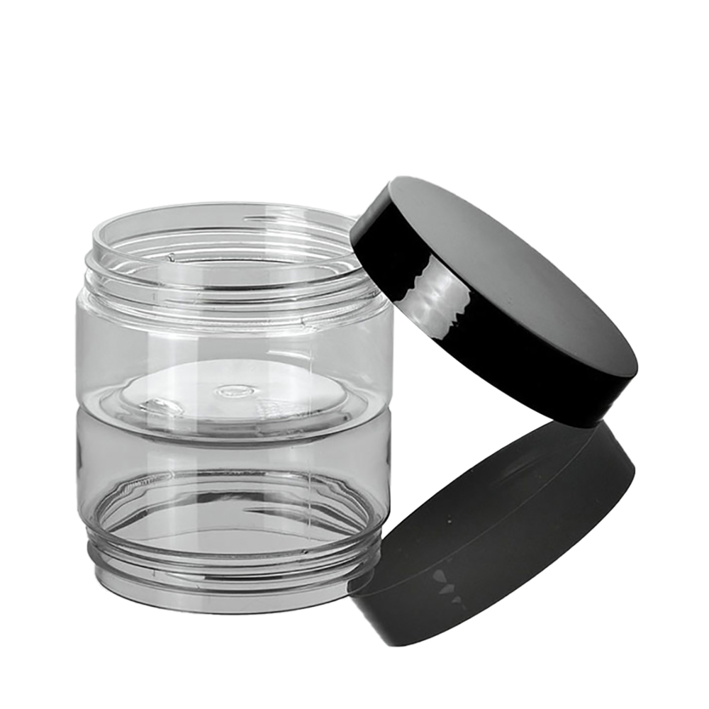 150G transparent PET cream container with black lid ,5 ounce plastic cosmetic container ,clear 150ml cream jar plastic