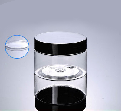 150G transparent PET cream container with black lid,5 ounce plastic cosmetic container,clear 150ml cream jar plastic