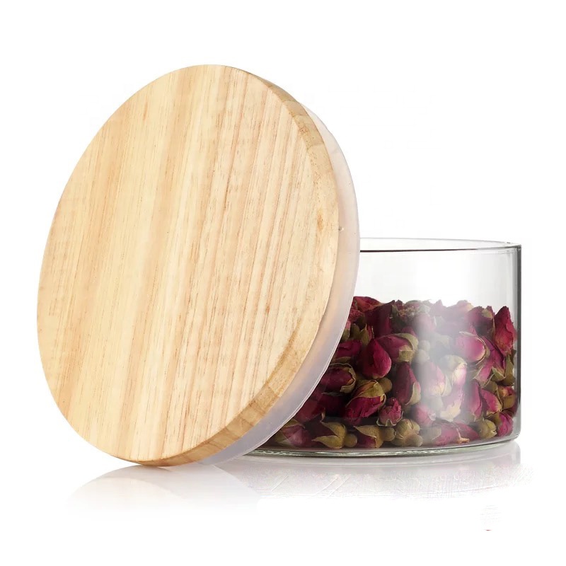 150ML 200ML 500ML 10000ML bamboo lid clear big glass jar spice test tube with rack  GS-27K