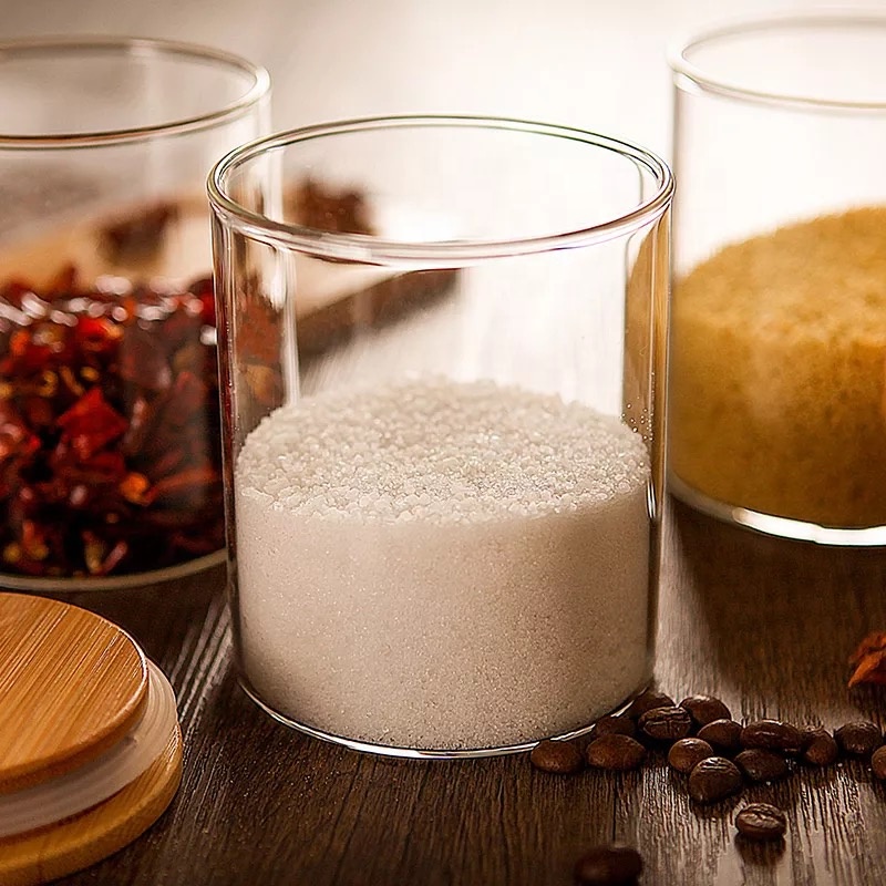 150ML 200ML 500ML 10000ML bamboo lid clear big glass jar spice test tube with rack GS-27K